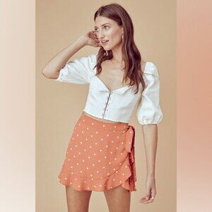 For Love and Lemons Size Small Natalia Dot Copper Skort NEW